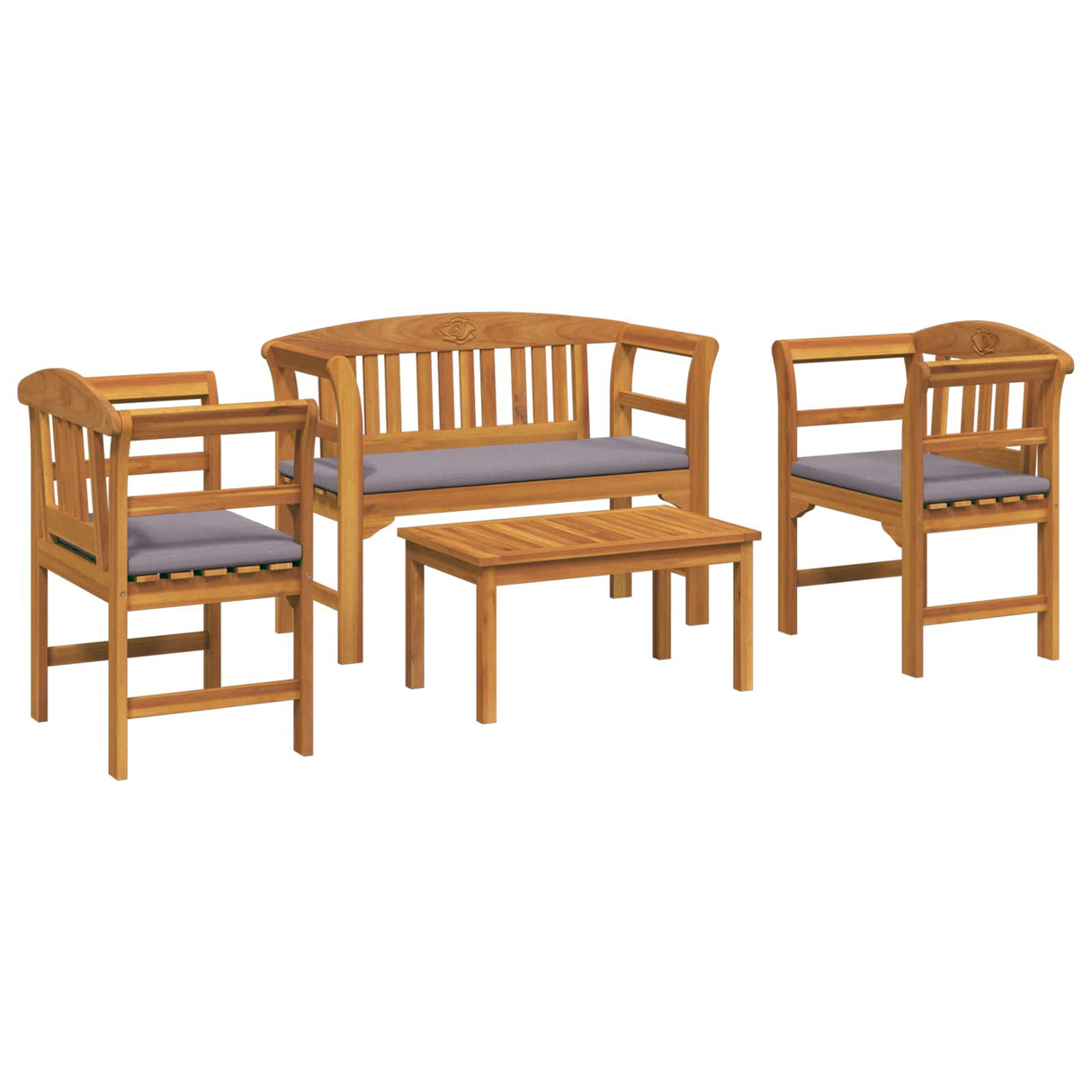 Garden Rose Lounge Set with Cushion 4 pcs Solid Acacia Wood