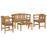 Garden Rose Lounge Set with Cushion 4 pcs Solid Acacia Wood - Side View