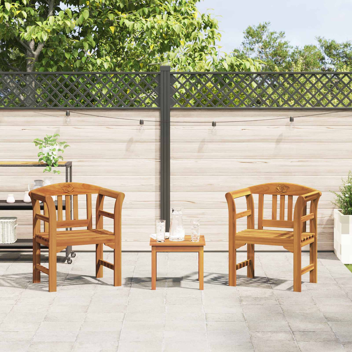 Garden Rose Lounge Set 3 pcs Solid Acacia Wood