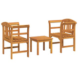 Garden Rose Lounge Set 3 pcs Solid Acacia Wood - Front View