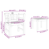 Garden Rose Lounge Set 3 pcs Solid Acacia Wood