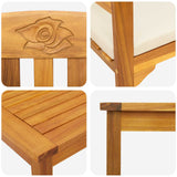 Garden Rose Lounge Set with Cushion 3 pcs Solid Acacia Wood - Close-Up Angle