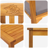 Garden Rose Lounge Set with Cushion 3 pcs Solid Acacia Wood
