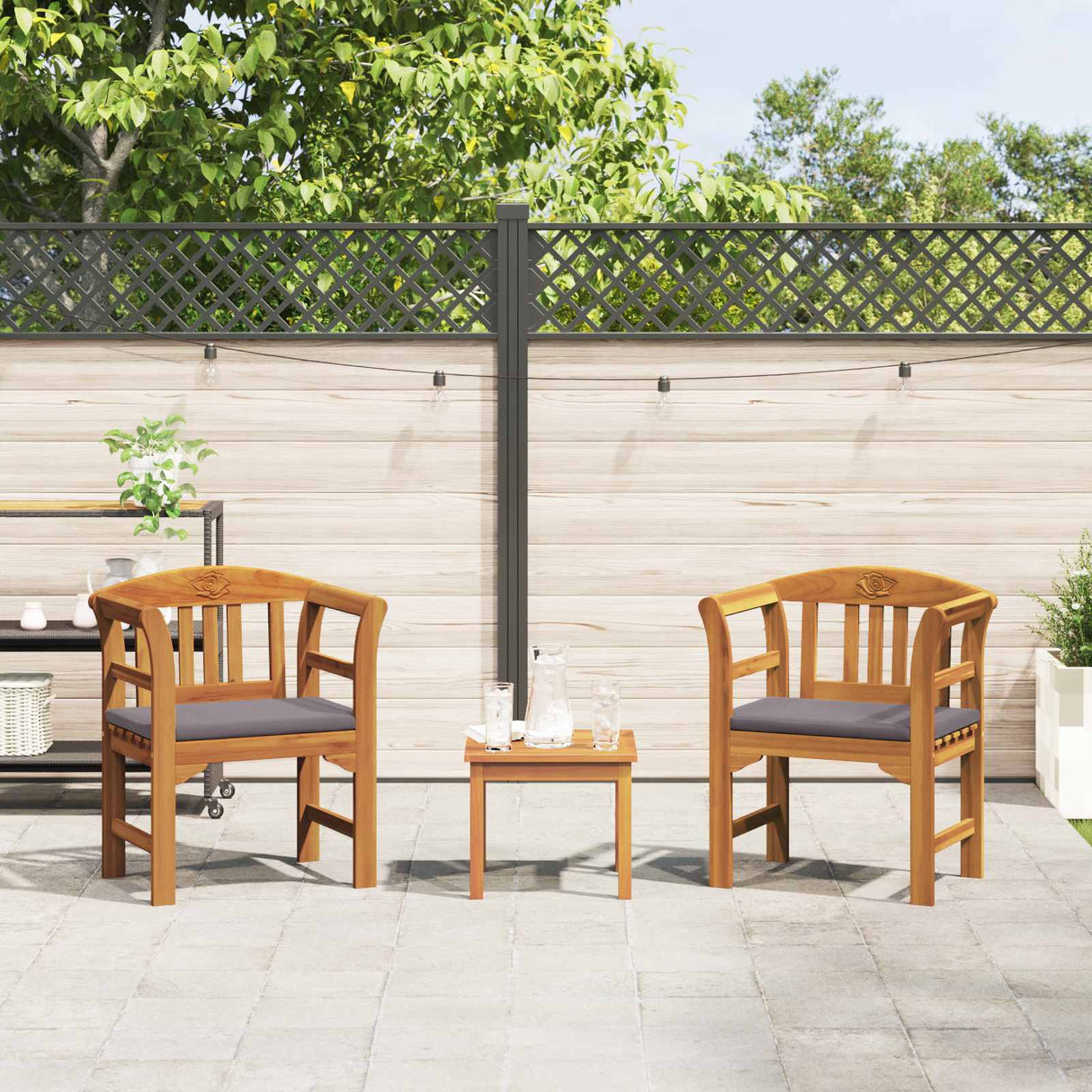 Garden Rose Lounge Set with Cushion 3 pcs Solid Acacia Wood