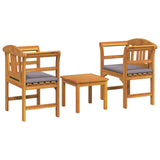 Garden Rose Lounge Set with Cushion 3 pcs Solid Acacia Wood