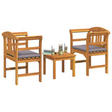 Garden Rose Lounge Set with Cushion 3 pcs Solid Acacia Wood