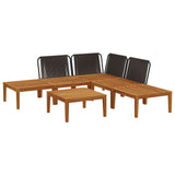 6 pcs Solid Acacia Wood & Rope Natural - Top-Down View