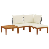 4 pcs Solid Acacia Wood & Rope Natural - Front View