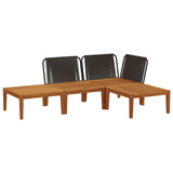 4 pcs Solid Acacia Wood & Rope Natural - Top-Down View