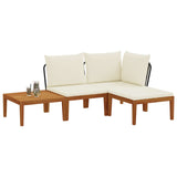 4 pcs Solid Acacia Wood & Rope Natural - Side View