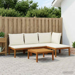 5 pcs Solid Acacia Wood & Rope Natural