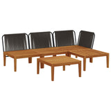 5 pcs Solid Acacia Wood & Rope Natural