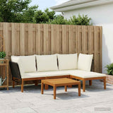 5 pcs Solid Acacia Wood & Rope Natural