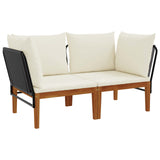 2 pcs Solid Acacia Wood & Rope Natural - Front View