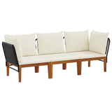 3 pcs Solid Acacia Wood & Rope Natural