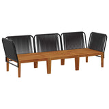 3 pcs Solid Acacia Wood & Rope Natural - Side View