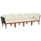 4 pcs Solid Acacia Wood & Rope Natural - Front View