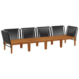 4 pcs Solid Acacia Wood & Rope Natural - Side View