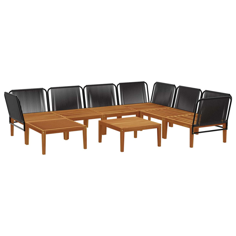 8 pcs Solid Acacia Wood & Rope Natural