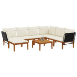 8 pcs Solid Acacia Wood & Rope Natural - Side View