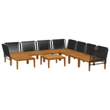 9 pcs Solid Acacia Wood & Rope Natural - Top-Down View