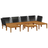 7 pcs Solid Acacia Wood & Rope Natural - Top-Down View