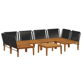7 pcs Solid Acacia Wood & Rope Natural - Top-Down View
