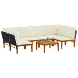 7 pcs Solid Acacia Wood & Rope Natural - Side View