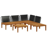 6 pcs Solid Acacia Wood & Rope Natural - Top-Down View