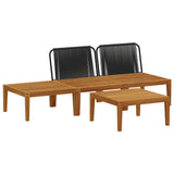4 pcs Solid Acacia Wood & Rope Natural - Top-Down View