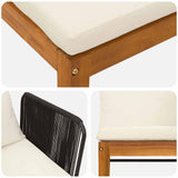 3 pcs Solid Acacia Wood & Rope Natural - Close-Up Angle