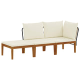 3 pcs Solid Acacia Wood & Rope Natural - Front View