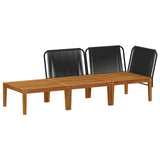 3 pcs Solid Acacia Wood & Rope Natural - Side View
