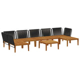 8 pcs Solid Acacia Wood & Rope Natural - Top-Down View