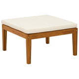Garden Footrest with Cushion Solid Acacia Wood Natural - Front View