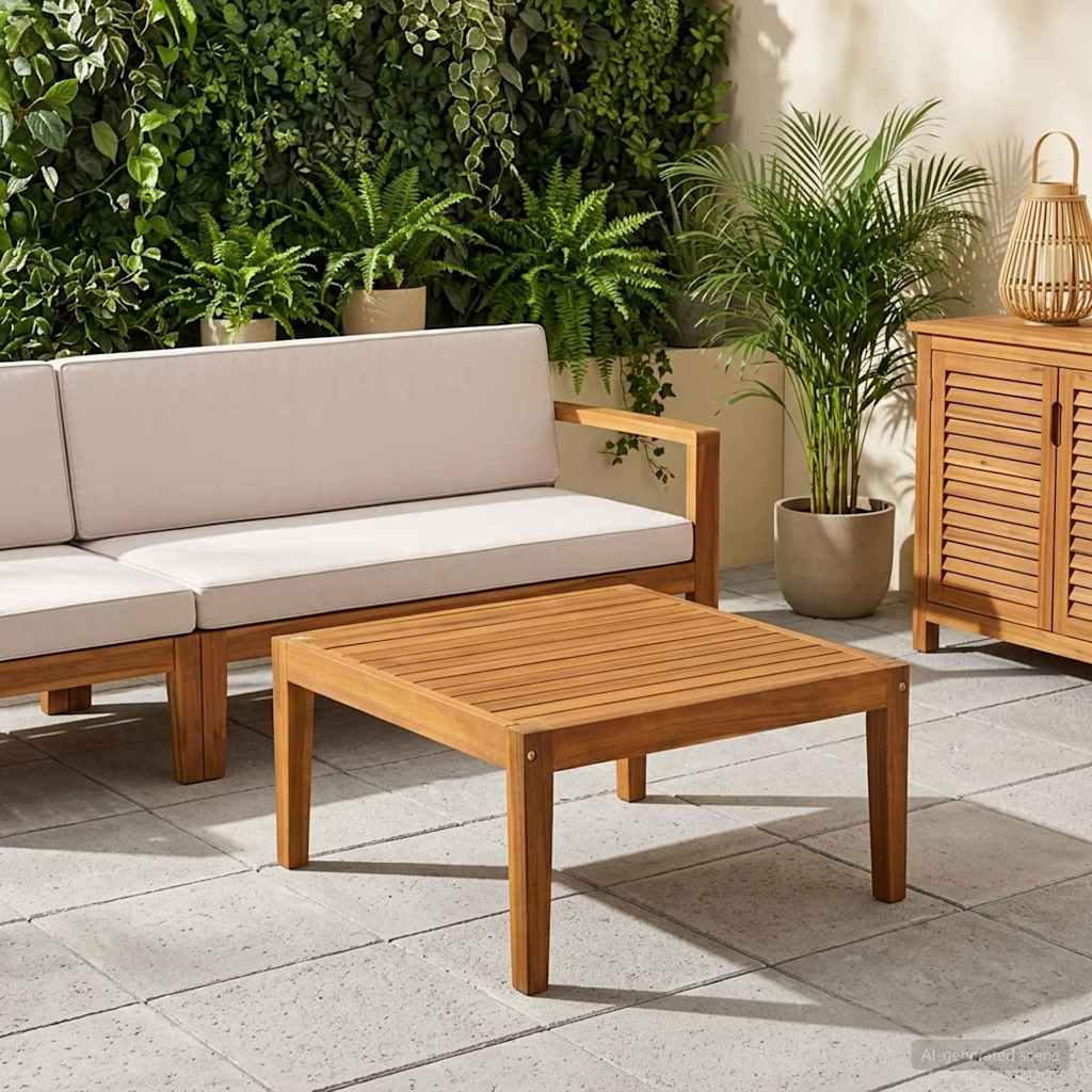 Table Solid Acacia Wood Natural 60 x 60 x 30 cm
