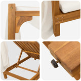 Double sun lounger with canopy and curtains Solid Acacia Wood