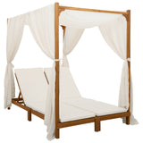 Double sun lounger with canopy and curtains Solid Acacia Wood