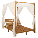 Double sun lounger with canopy and curtains Solid Acacia Wood