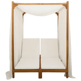 Double sun lounger with canopy and curtains Solid Acacia Wood - 45-Degree Angle