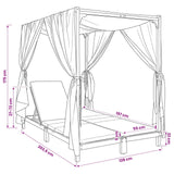 Double sun lounger with canopy and curtains Solid Acacia Wood - Extra Image