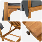 Double Sun Lounger with Canopy and Curtains Solid Acacia Wood - Close-Up Angle