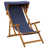 Deck Chair 4 pcs 3 Position Solid Eucalyptus Wood Blue - Side View