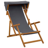 Deck Chair 4 pcs 3 Position Solid Eucalyptus Wood Grey - Side View