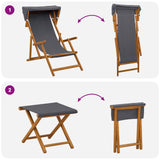 Deck Chair 4 pcs 3 Position Solid Eucalyptus Wood Grey - Low Angle