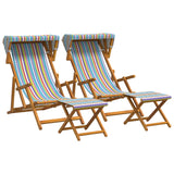 Deck Chair 4 pcs 3 Position Solid Eucalyptus Wood Multicolour