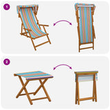 Deck Chair 4 pcs 3 Position Solid Eucalyptus Wood Multicolour - Low Angle