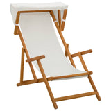 Deck Chair 4 pcs 3 Position Solid Eucalyptus Wood Cream - Side View