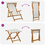 Deck Chair 4 pcs 3 Position Solid Eucalyptus Wood Cream - Low Angle