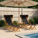 Deck Chair 4 pcs 3 Position Solid Eucalyptus Wood Black